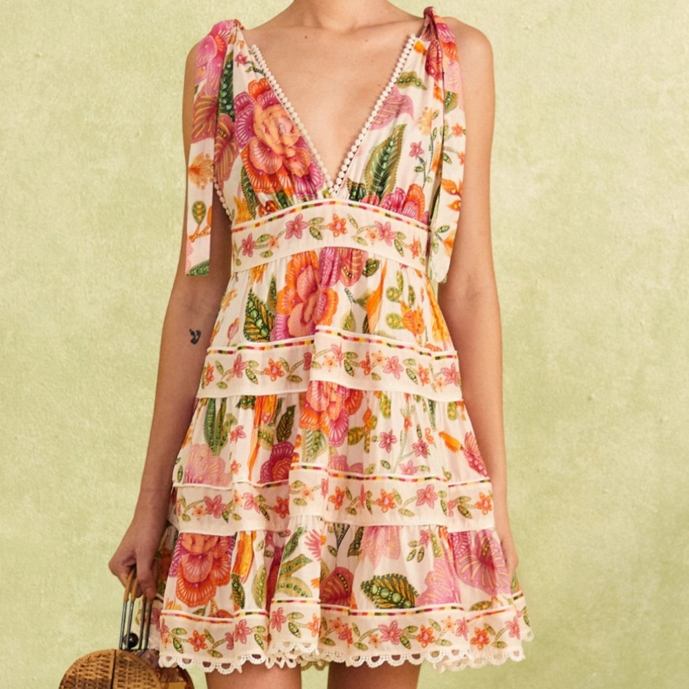 Farm Rio Macaw Bloom Mini Dress